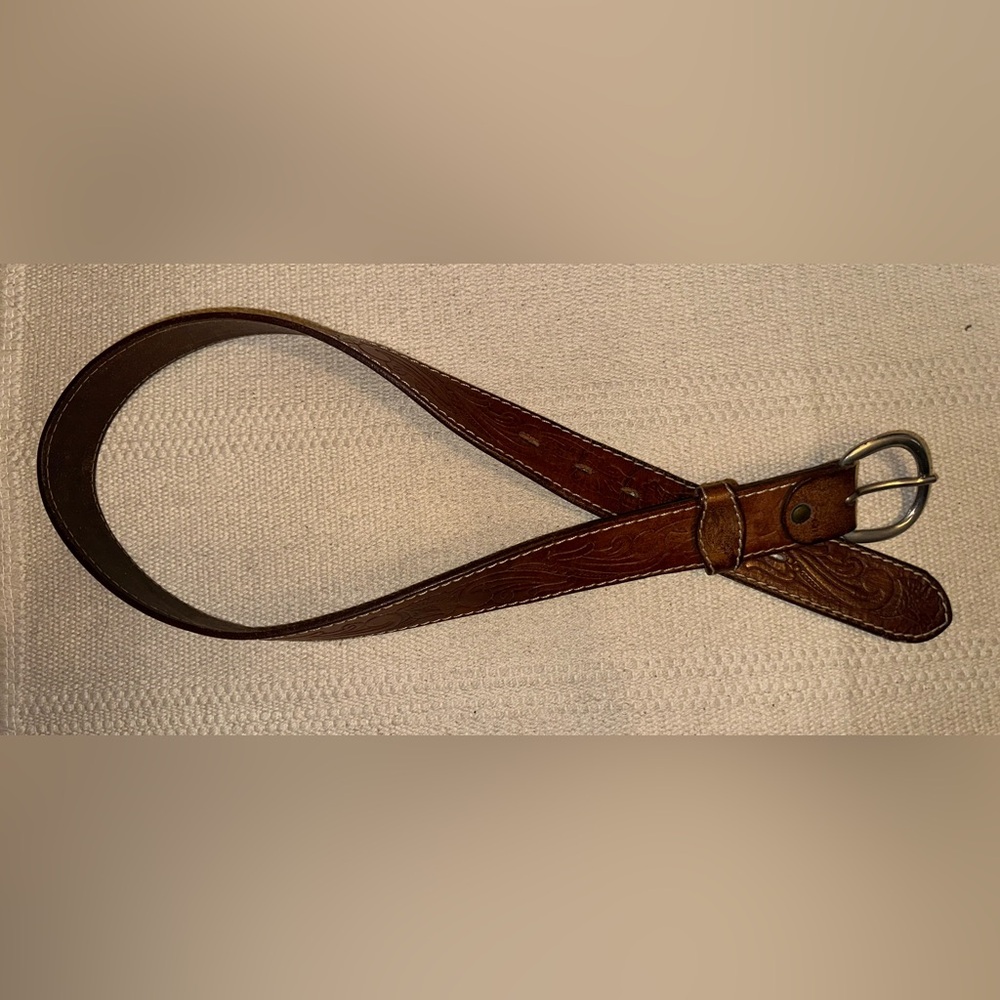 vintage leather floral western belt